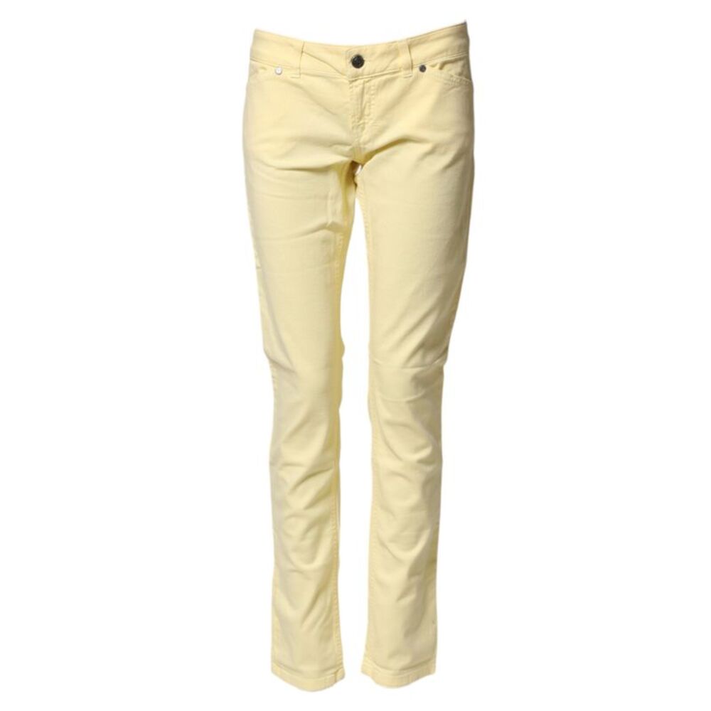 PINKO Yellow Cotton Low Waist Slim Fit Skinny Denim Casual Women's Jeans